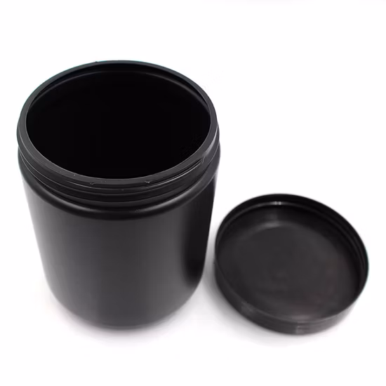 Empty Cosmetic Packaging Body Scrub Jars Container Black 600ml Round Plastic Jar with Lids