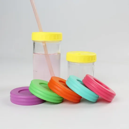 500ml 16 Oz Glass Mason Jar Cup with Silicone Straw and Plastic Straw Lids Food Grade 
