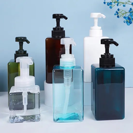200ml 250ml Square Shape Reusable Bottle Plastic PETG Skincare Face Wash Shampoo Container Liquid Soap Foam Pump Bottle 