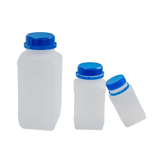 Lab Plasticware Chemical Wide Mouth Sample Liquid Storage Container Blue Cap Plastic Reagent Bottle 