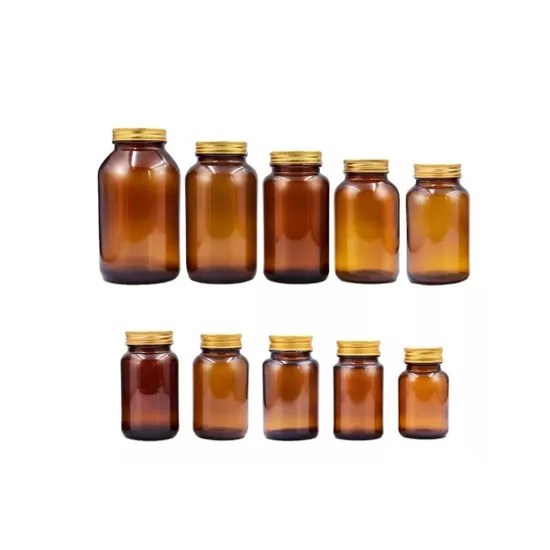 100ml Amber Round Empty Capsule Glass Bottle Pharmaceutical Packaging Jars Pill Containers Vial with Plastic Child Resistant Lid 